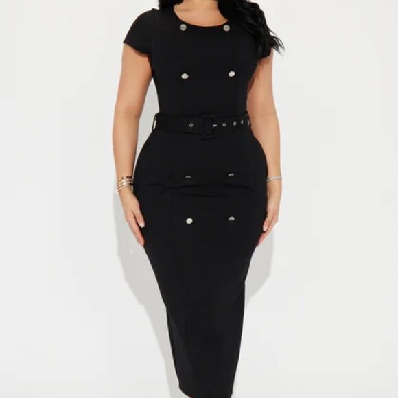 Fashion Nova Elegant Black Double-Breasted Dress size 1X NWT - Picture 1 of 9